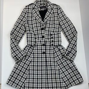 De La Crème Black White Lightweight Fit & Flare Coat Women’s Sz 6